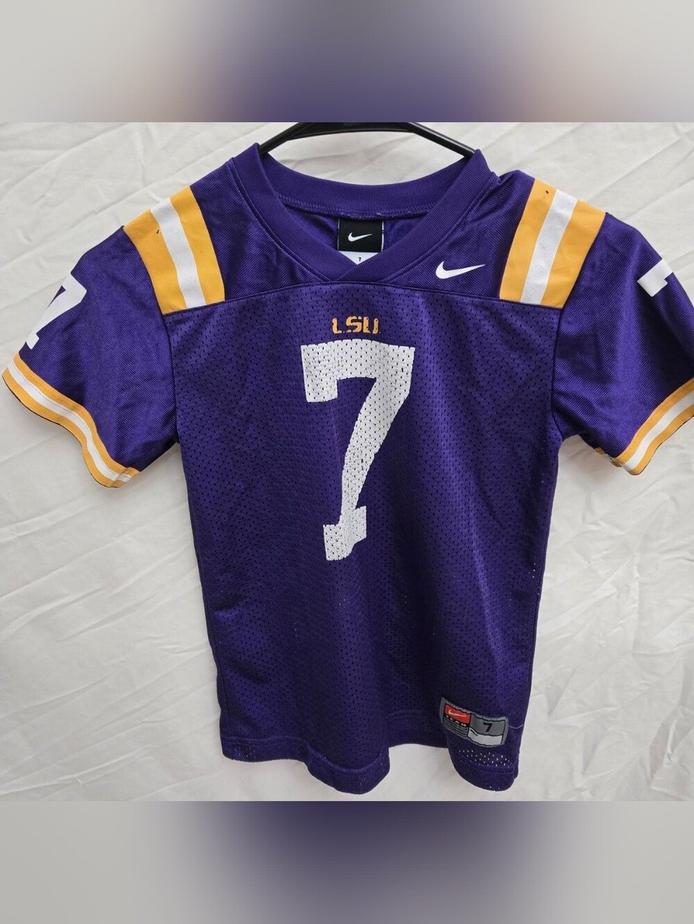 Nike Boy's Size 7 Purple & Gold LSU Youth Football Jersey #7 LSU Tigers